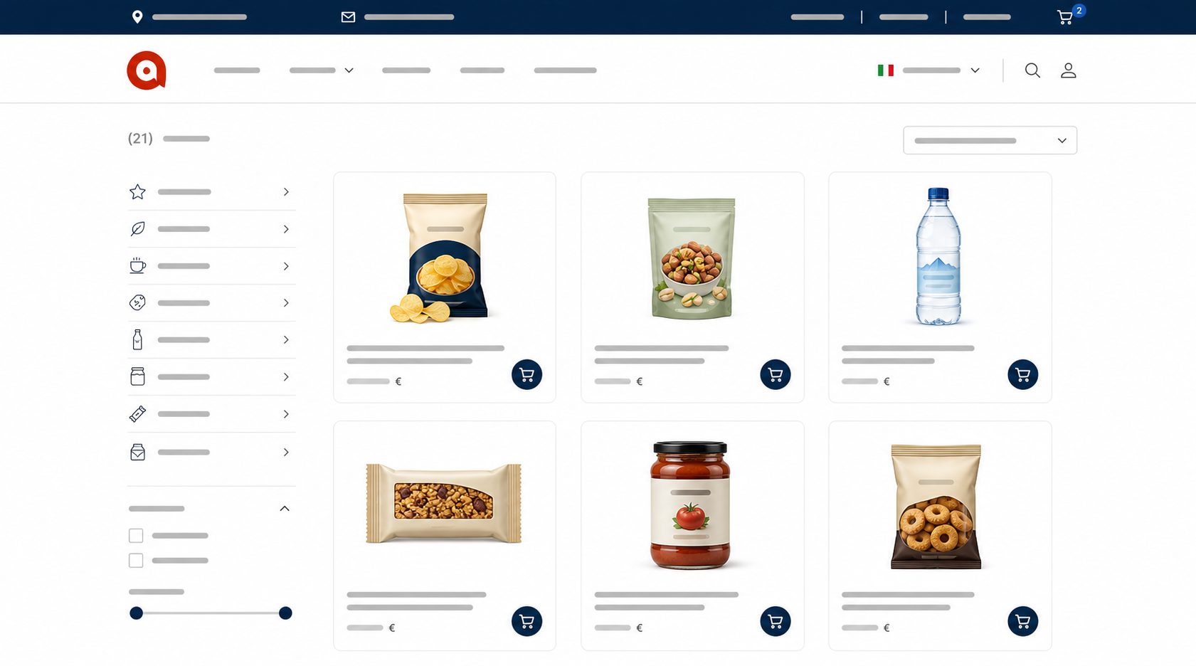 Mockup dello shop online Alborea con catalogo prodotti, carrello e vista mobile