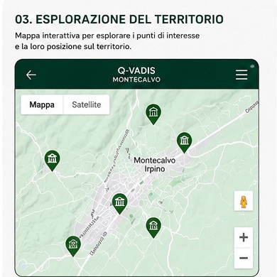 Mappa Q-VADIS con punti di interesse geolocalizzati a Montecalvo Irpino