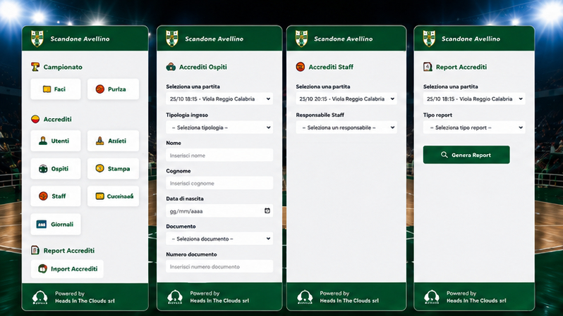 Dashboard Scandone per gestione accessi, ospiti, staff e report
